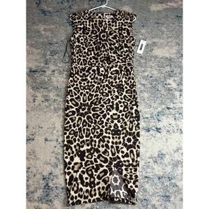 DKNY Women’s Sleeveless Printed Sheath Dress Size 6 Brown Tan NWT New With Tags